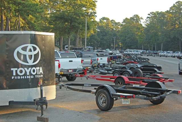 The top-notch Cypress Bend boat ramp on Toledo Bend is loaded with Toyota Trucks.