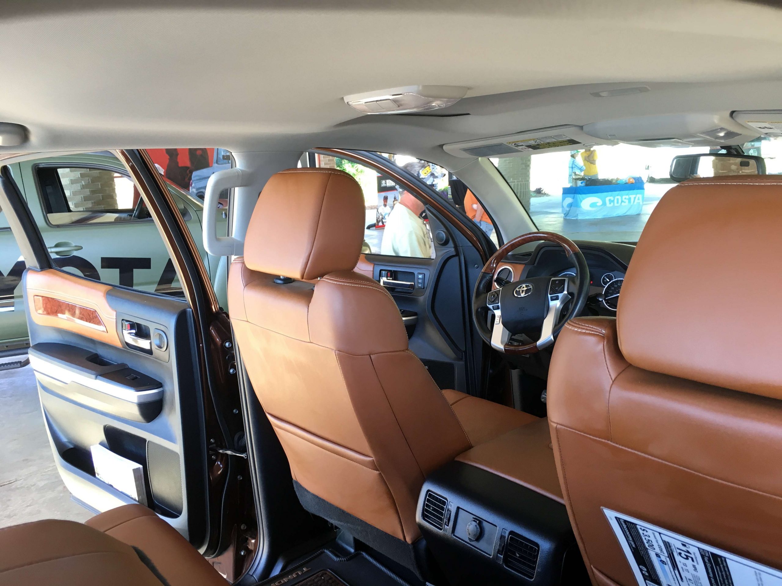 Thereâs as much room in the backseat as there is up front. The color of this interior is smashing.