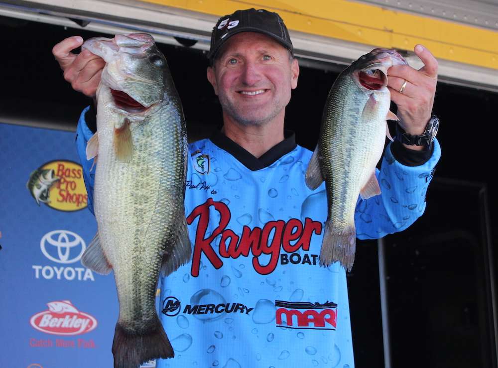 The Day 2 weigh-in gets underway from Table Rock at the final stop of the Bass Pro Shops Central Opens presented by Allstate. Here is Paul Pagnato, who finished the day in 49th, with 17-13.