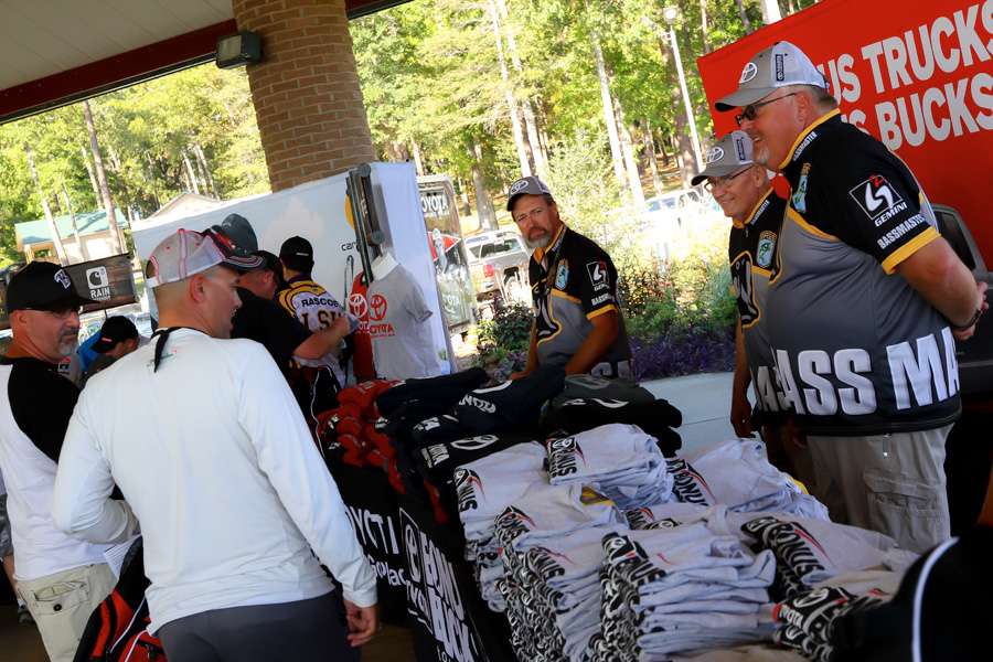 Every angler picked up a Toyota t-shirt, tournament jersey and logo hoodie. 
