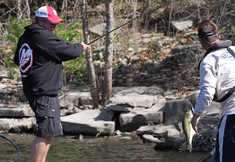Watson hooks up again on the same bush where caught his biggest fish of the week on Day 2. 