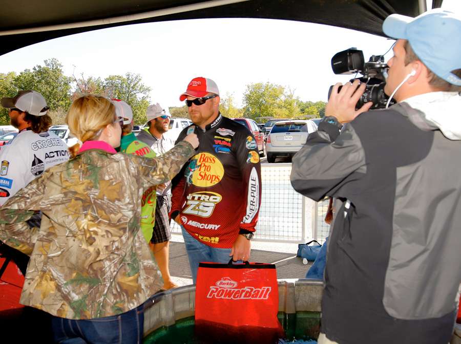 Several anglers like Chris Jones, did interviews with local television stations before the weigh in started. 