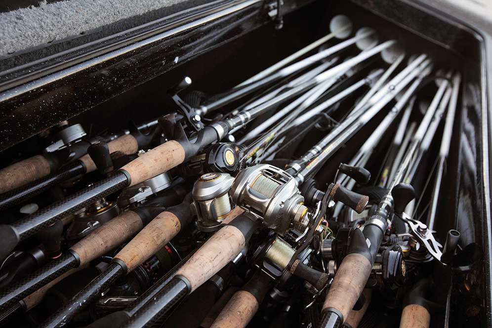 In the front left rod locker sits 40-50 rod-and-reel combos. Seems like a lot, right? Scroggins subscribes to the mindset that it's better to have it and not need it, than to need it and not have it.
