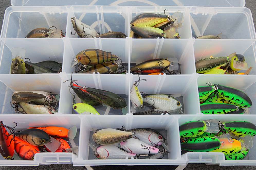 The same goes for squarebills; keep numerous sizes and color combos handy. These baits see a lot of water time for Scroggins. 