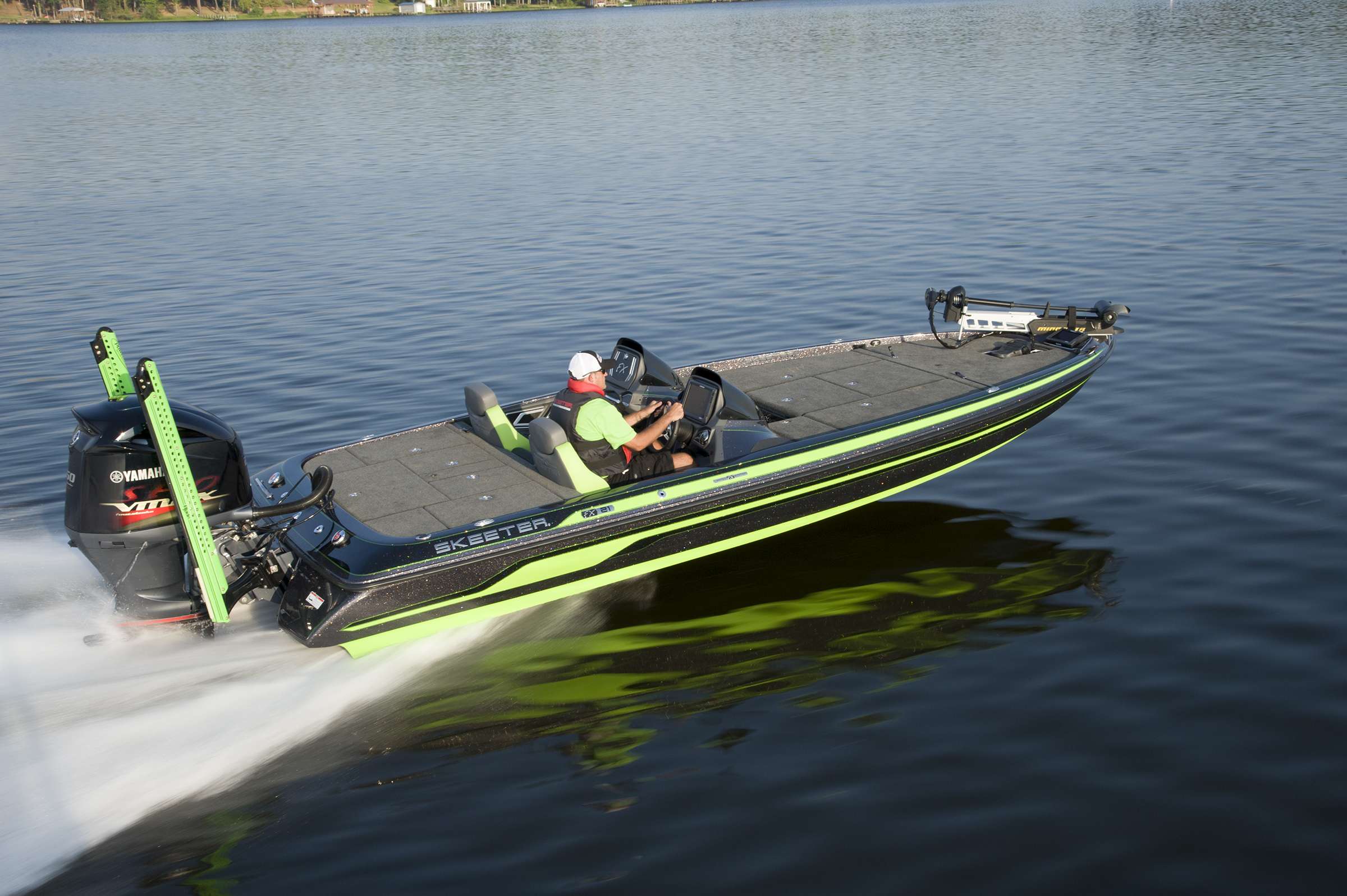 <b>Skeeter FXLE 20 & 21:</b> The Limited Edition FX21 and FX20 series boasts a brand new attitude with custom colors unique only to the limited edition line. These limited edition models come fully loaded with Lowrance HDS 12 Gen 3 electronics on dash and HDS 9 Gen 3 on bow, Two 8-foot Blade Power-Poles color matched to your boat, Minn Kota Fortrex 112 trolling motor and Rigid Industries deck lighting and storage lighting in all boxes. FXLE 21-$67,995, FXLE 20-$66,495; <a href=