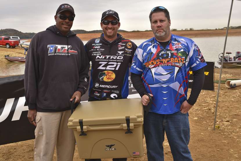 An ORCA 40-quart cooler was donated for the Big Bass Prize. The winners were Kelley/McNeal.