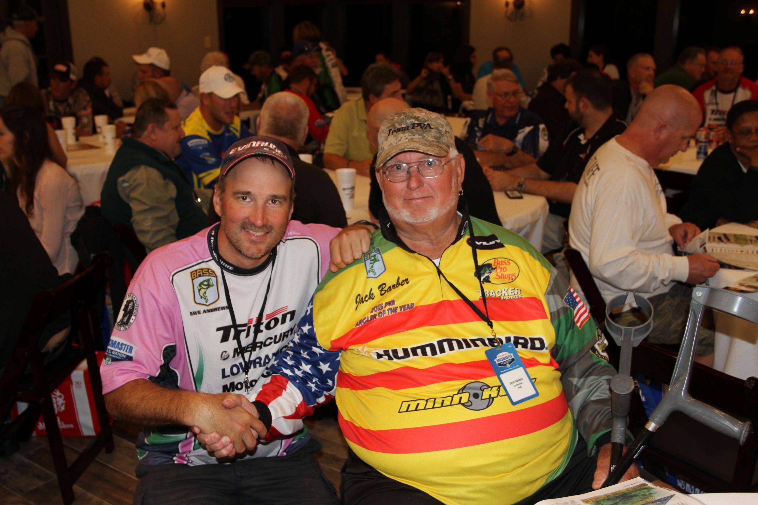Massachusetts' Dave Andrews hangs with PVA competitor Jack Barber.
