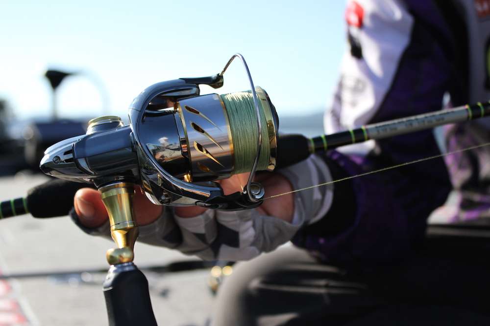 He spools his Shimano Stella reel with 10-pound Sunline SX1 braid and attaches a 6- to 8-foot leader of 10-pound Sunline FC Sniper.