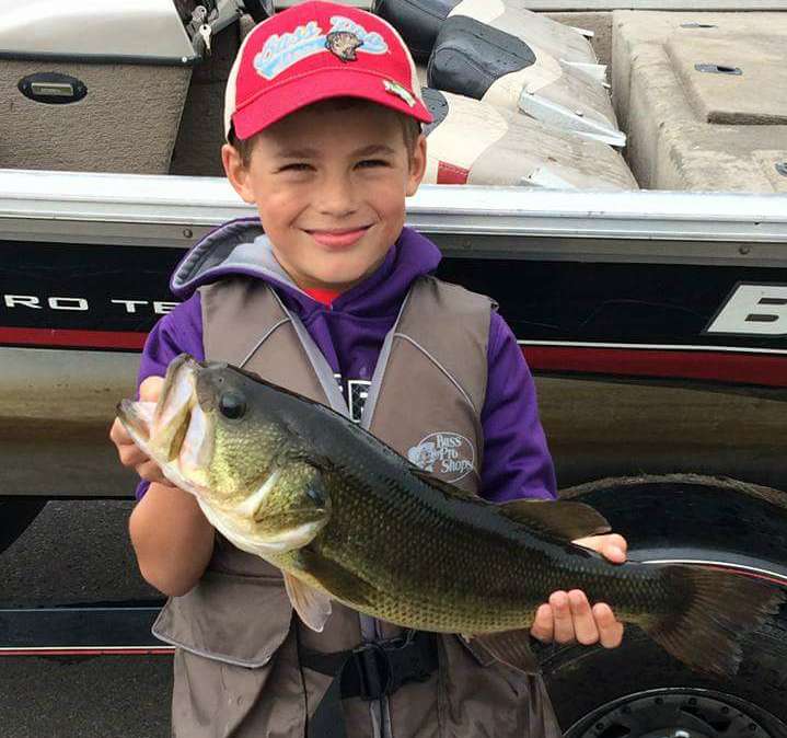 âBass fishing with dad. A 5-pound bass caught on Lake Overcup in Central Arkansas on a swim jig.â Submitted by Richard