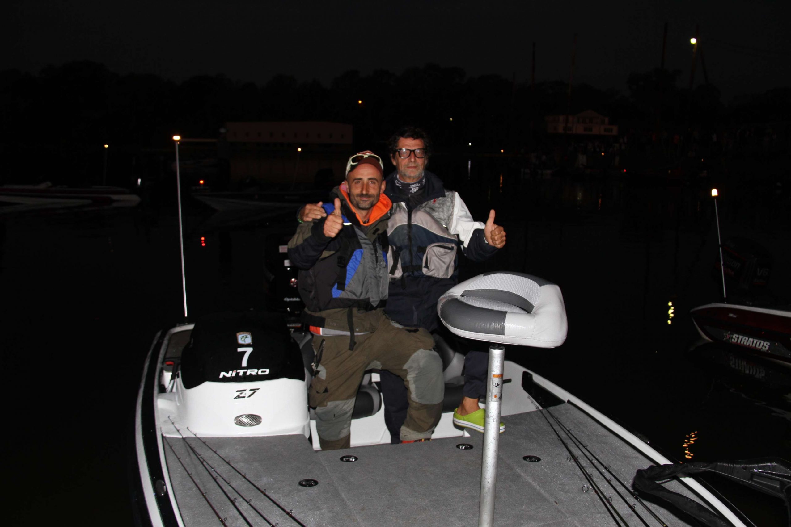 Italian angler Samuele Ferroni and his translator are ready to have a good day on the water.