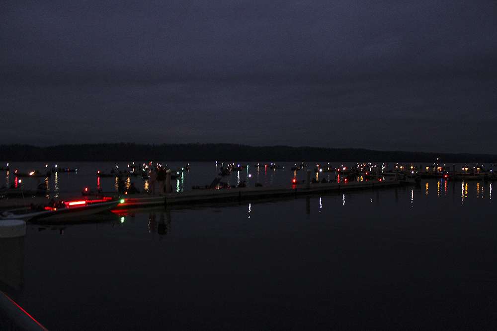 Boats begin to settle in at the takeoff dock...