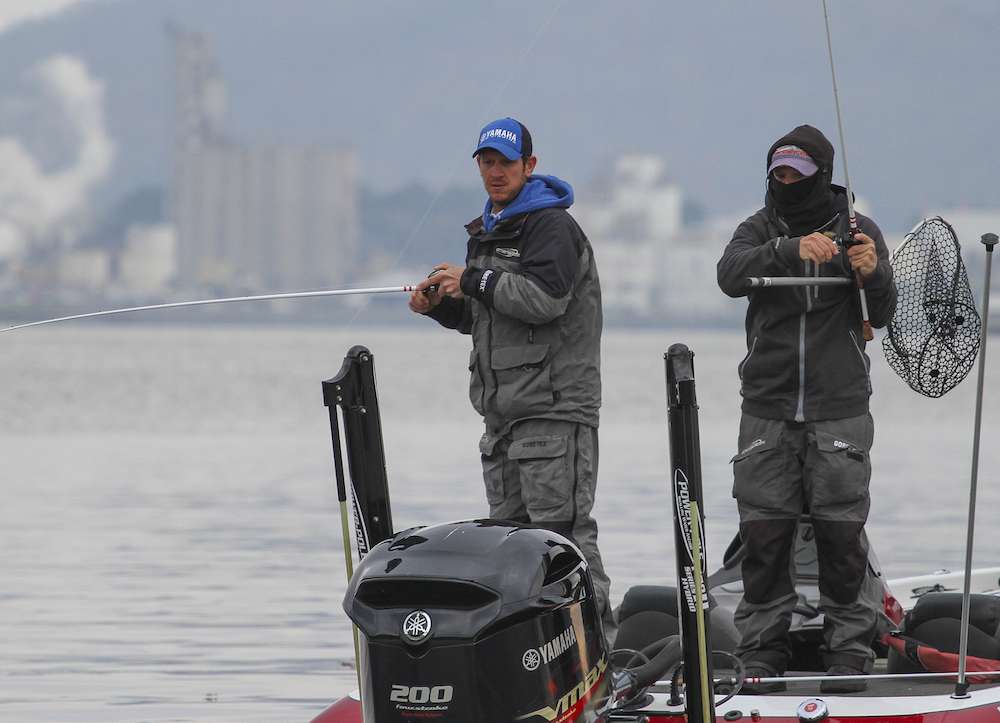 Soon after boating their second fish, the Lamar brothers are back at it with another on the line.