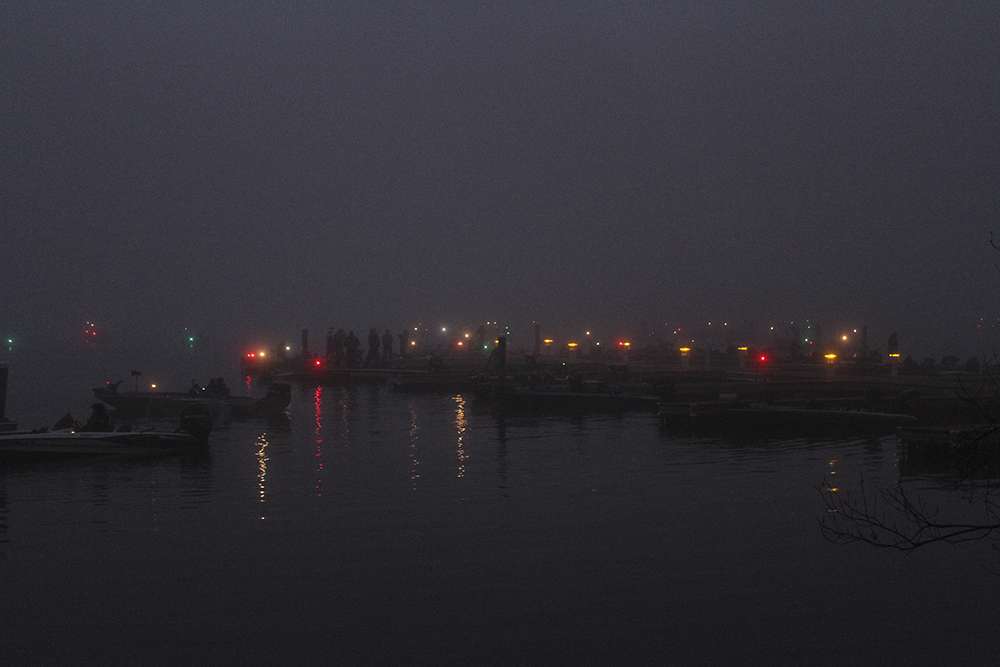 But the gloomy fog hangs over the launch site and seems to be getting thicker as we approach the normal blastoff time.