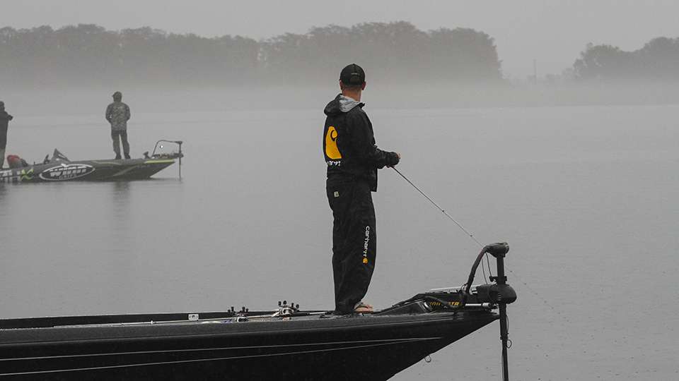 Matt Lee joined this crew moments before Adams hooked up and now he looks on as he hopes to boat a keeper soon.