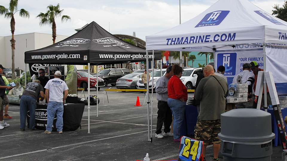 TH Marine and Power Pole set up tents to show off their products and support for the fishing industry.