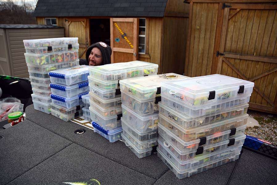 DeFoe has a big feat to achieve. He plans to load 30 large-sized utility boxes into a single compartment. The past several weeks were spent meeting delivery trucks and unpacking boxes filled with hundreds of new lures. Soon he will find out if everything fits. 