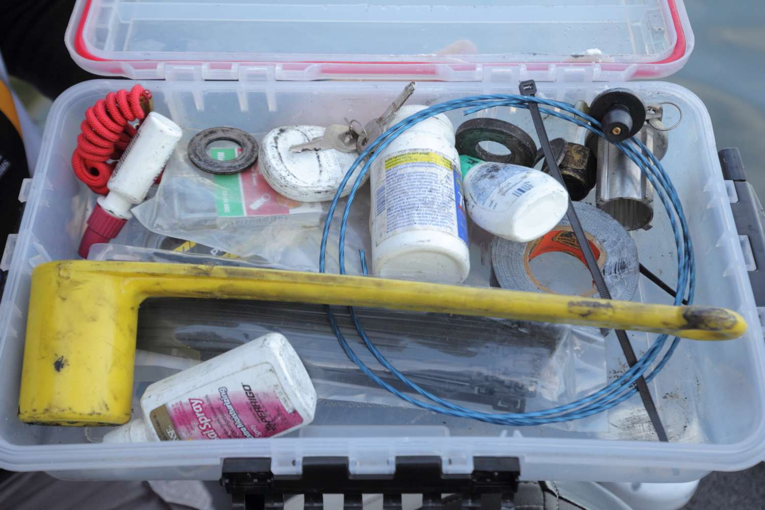 Lee said an angler must be prepared to fix anything and everything while on the water. The first Plano box stored in this compartment holds a prop wrench, zip ties, Power-Pole switches, extra drain plugs and electrical tape.