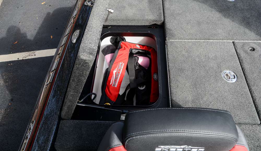 Behind the driver's seat is another storage compartment where he will keep life jackets. 