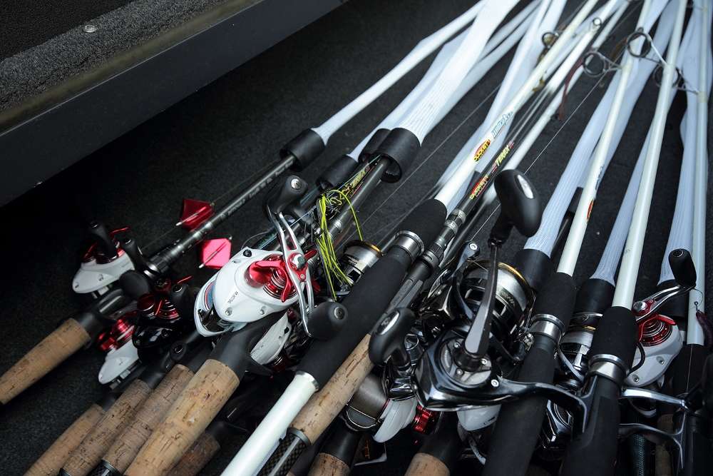 On tournament day, Rojas says he carries no fewer than 15 rods in his left locker. The number is usually somewhere between 18 and 20.