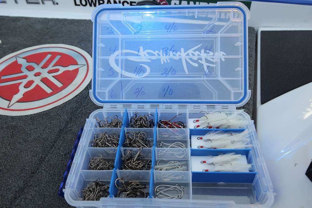Rojas keeps the inside lids of his terminal tackle boxes marked for easy access. 