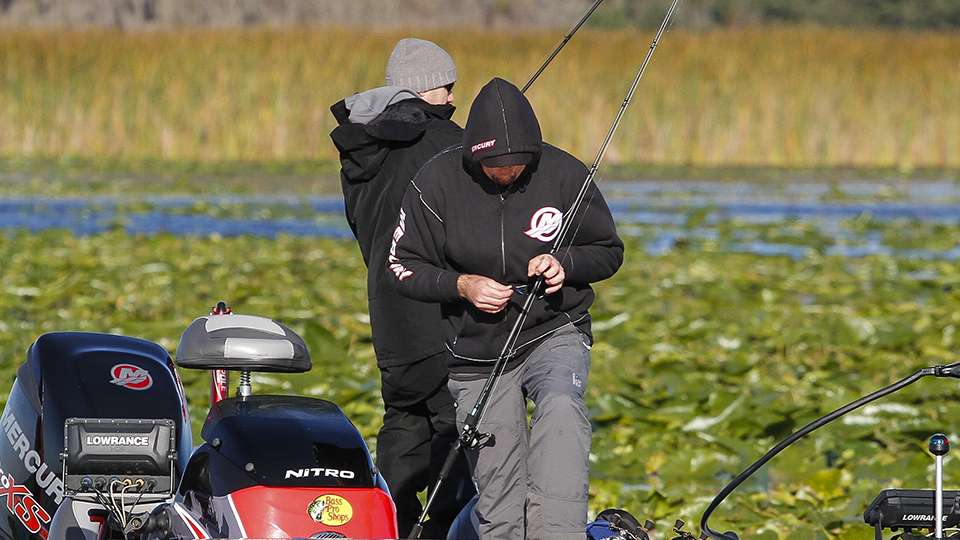 Williamson takes the time to re-rig his bait and get back to putting fish in the boat.