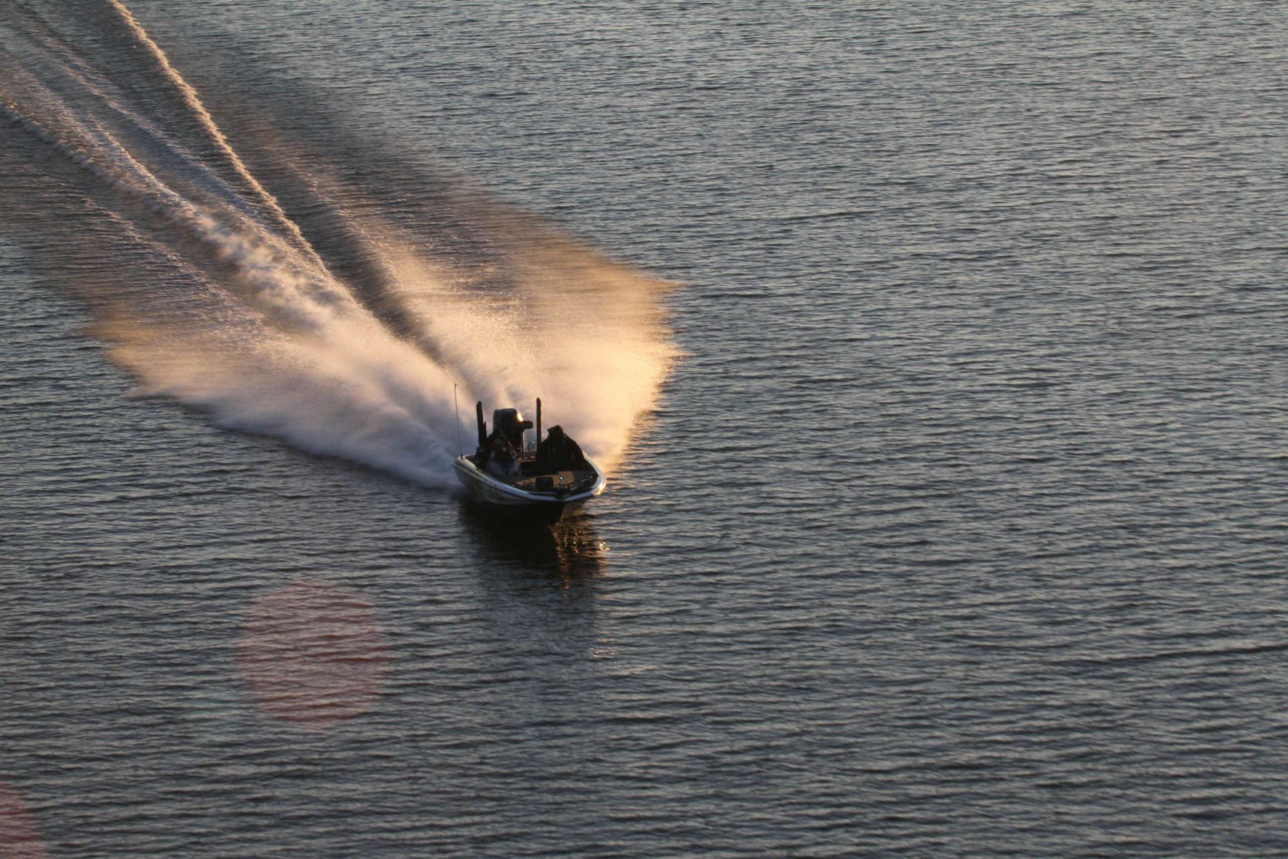 The aerial view of bass boats blasting along Grand Lake was something to behold.