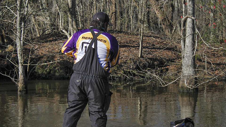 Not to be outdone, Zack Remedies sets the hook into a bass of hi sown.