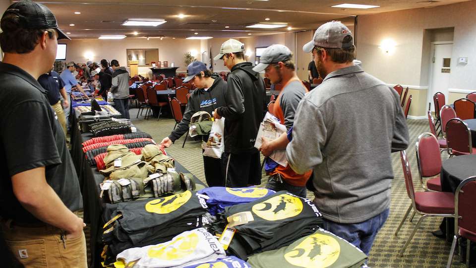 Anglers file in to the registration meeting for the Carhartt Bassmaster College Series Central Regional. This week anglers will fish the Atchafalaya Basin near Houma, LA which is the host town for this event.