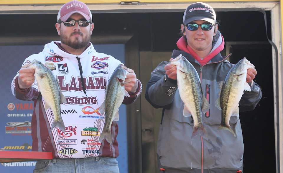 Logan Shaddix and Ethan Flack of the University of Alabama sit 19th with 10-10. 