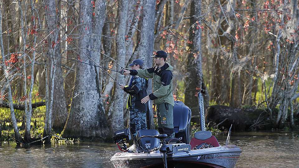 The duo of Alex Schieman and Garrett Reynolds of Georgia College drove from Georgia overnight just so they could compete. With no practice time they stayed close to the ramp to utilize as much of their fishing day as they could. They arenât in this region so I believe their participation in this event only allows them the opportunity to fish the Wildcard event.