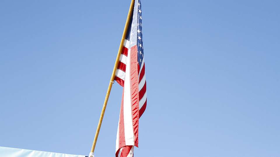 The flag lays still today as there wasnât as much wind compared to Day 1 on the water.