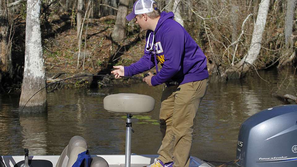 Matt Glad gets ready to swing the fish aboard.