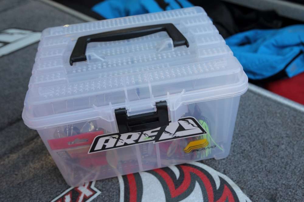 The compact box was used for storing Lucas' spinnerbaits during the season.