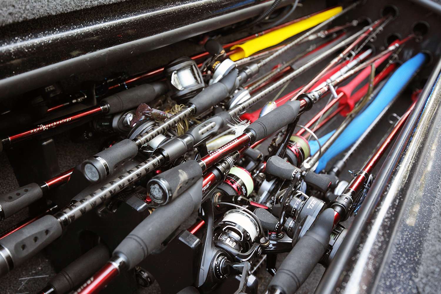 During most tournaments, the Nitro's left rod locker held 20 to 30 rods, according to Bertrand. 