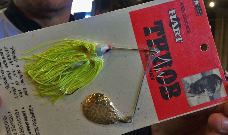 Norma found this 1990 Ken Cook signature Hart Throb spinnerbait on eBay and bought it for Billy to keep in remembrance of Ken. 