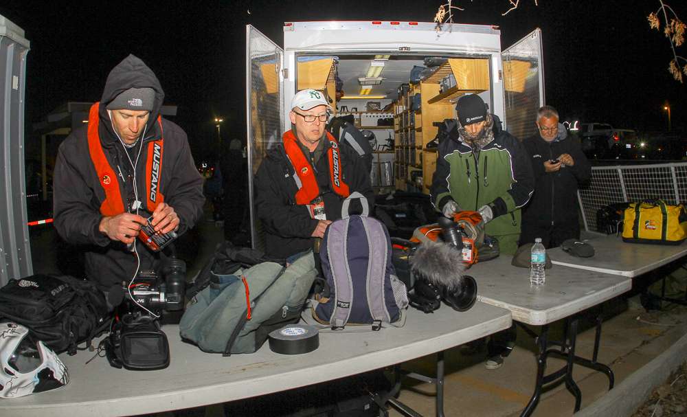 Marshals prepare for a day on the water with a Classic angler. 