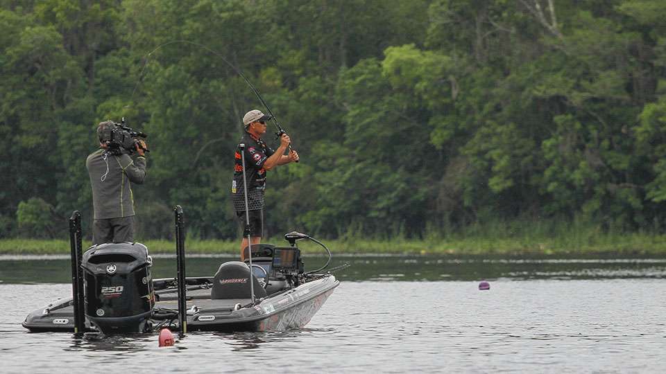 Cliff Prince was rotating through areas and baits at a high rate as he sat on two keepers at 9 a.m.