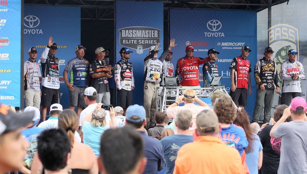 The Top 12 competitors set to fish on Championship Sunday at the Bassmaster Elite at St. Johns River presented by Dick Cepek Tires & Wheels.