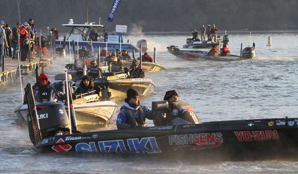 Brandon Card leads a line of competitors toward the first day of the Classic.