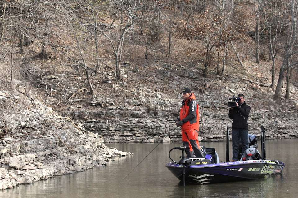 These 45-degree banks are perfect for pre-spawn bass. 