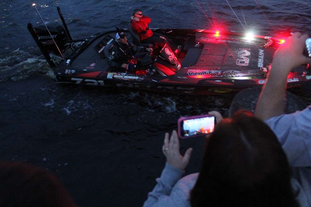 All cameras turn to Kevin VanDam when he arrives.
