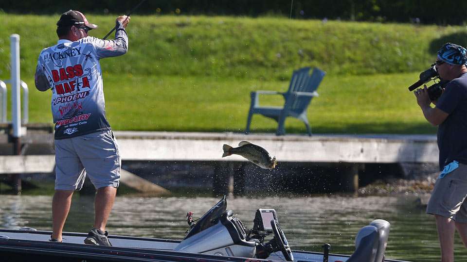 CAYUGA, UNION SPRINGS, N.Y. JUNE 23-26: While the Elites might have to dress warm for launches at the Bassmaster Elite at Cayuga Lake, the fishing should be hot. Hackney totaled 85-0 to win there in 2014 en route to his AOY. Zona said his finger was itchy to pick one of last yearâs winners earlier in the season, and finally pulled the trigger.

