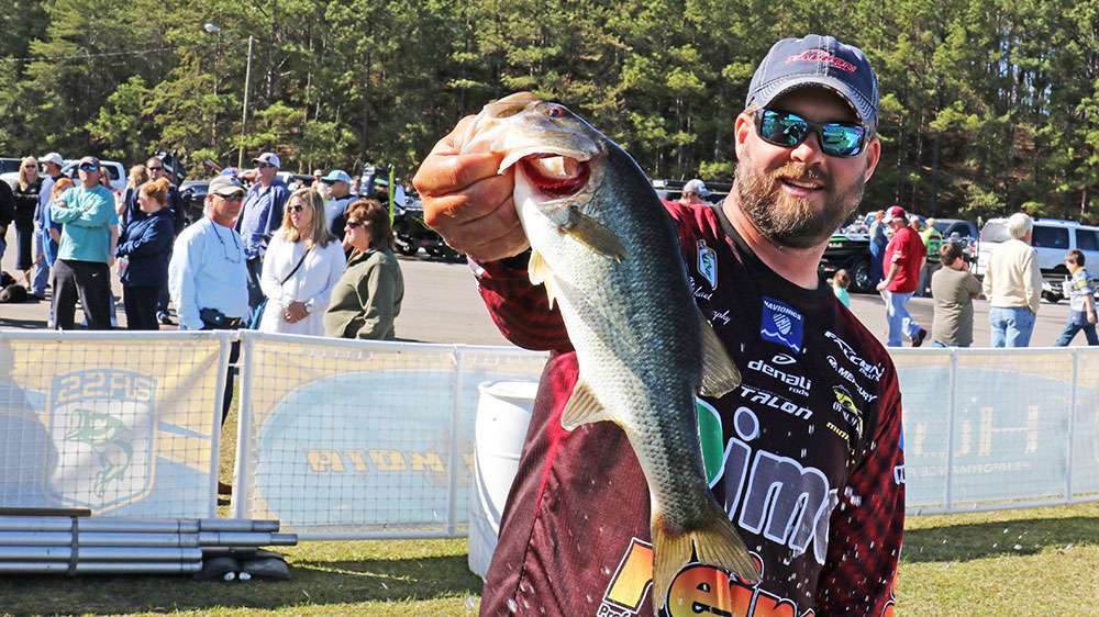 Michael Murphy caught a nice bass that will certainly help his two-day weight.