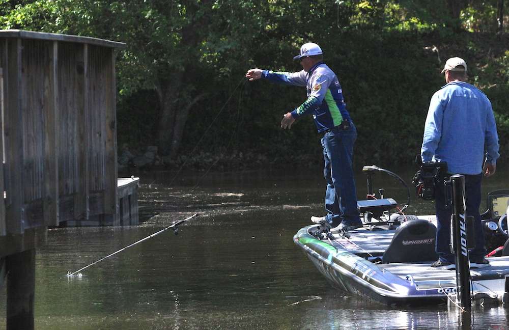 Hite hangs up and then unhangs his bait. 