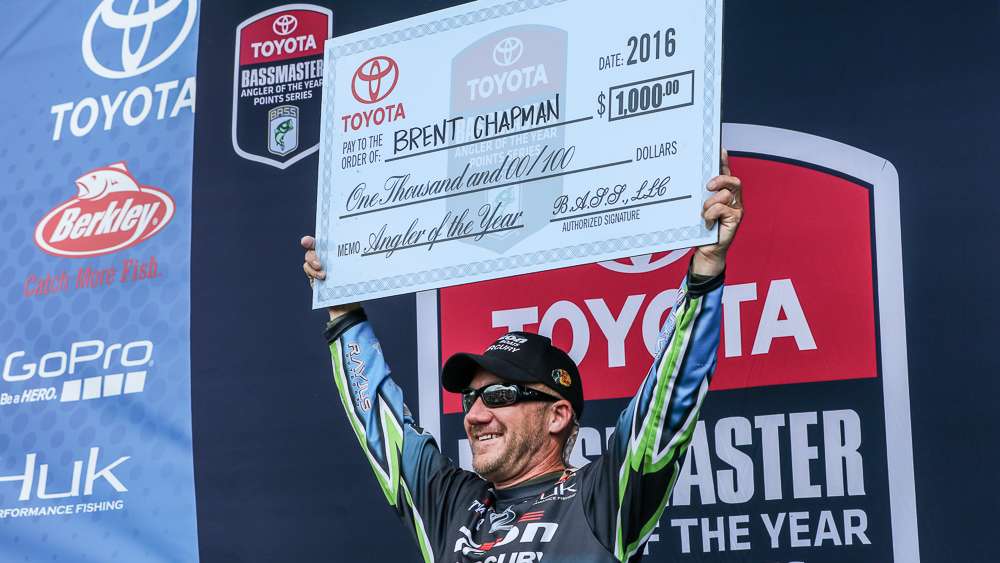Chapman also picked up a cool $1,000 bonus for leading in AOY points after the last Elite tournament, on Winyah Bay.
