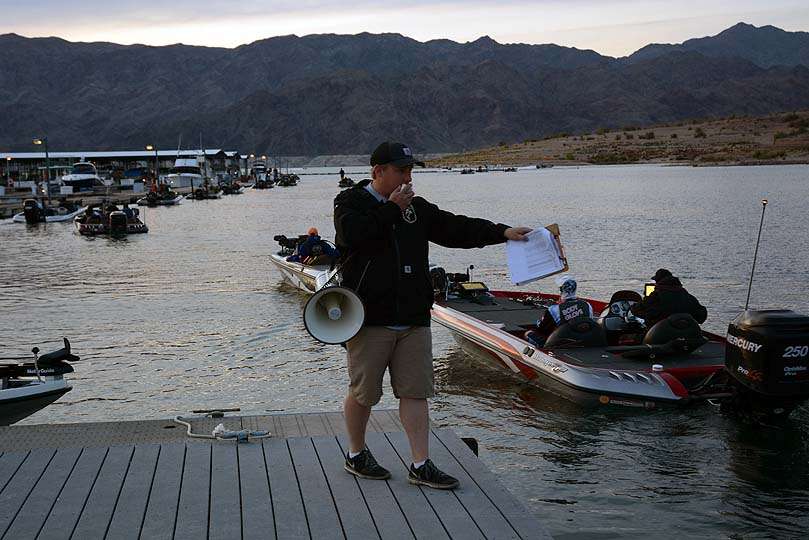 Hank Weldon lines those boats up. In the background is the final safety check point. 