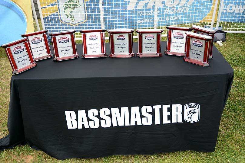 The trophies are lined up with a lot of hopes and dreams on the line at Lake Guntersville. 
