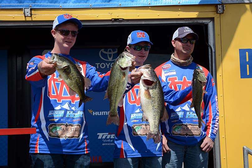 The Vandagrif brothers weigh their catch that eventually puts them in 10th place for the tournament finish. 
