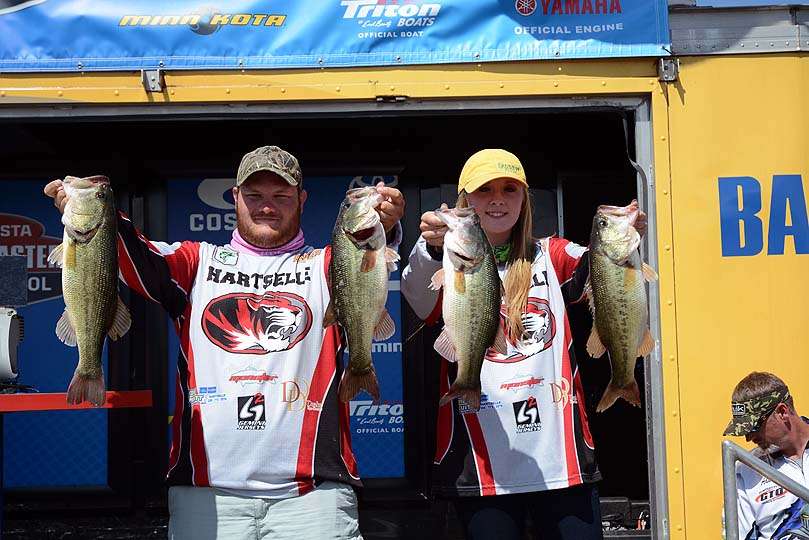 Garrett Jones and Brianna Tucker finished eighth with 17-13. They will represent Hartselle High School in Alabama at the Costa Bassmaster High School Championship. 