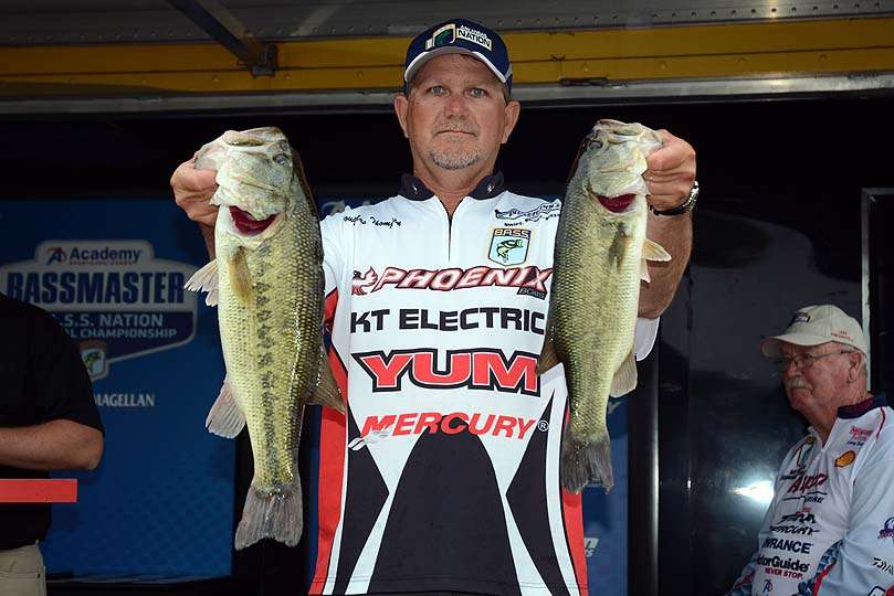 Doug Thompson of Arkansas is third with 35-7. Today he added a limit weighing 17-2 to his overall weight. 